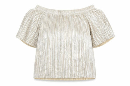 Womens UK Size 10 River Island Gold Basic T-Shirt