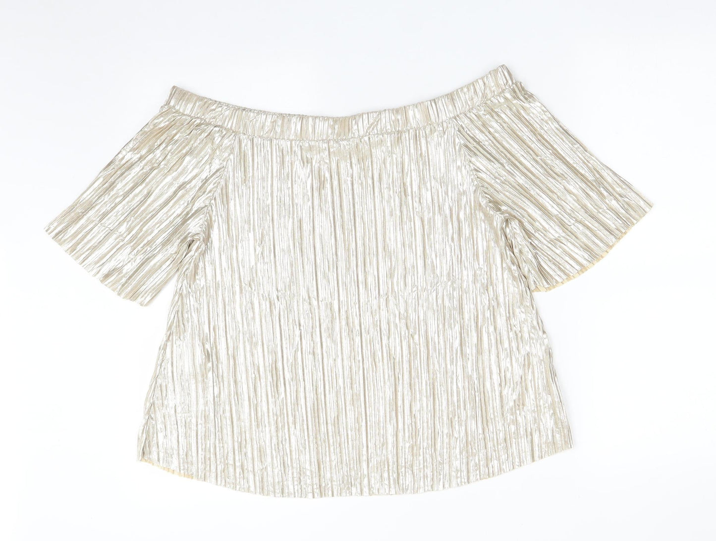 Womens UK Size 10 River Island Gold Basic T-Shirt
