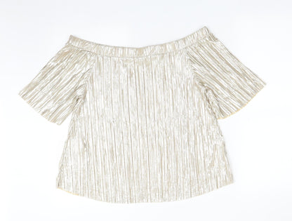 Womens UK Size 10 River Island Gold Basic T-Shirt