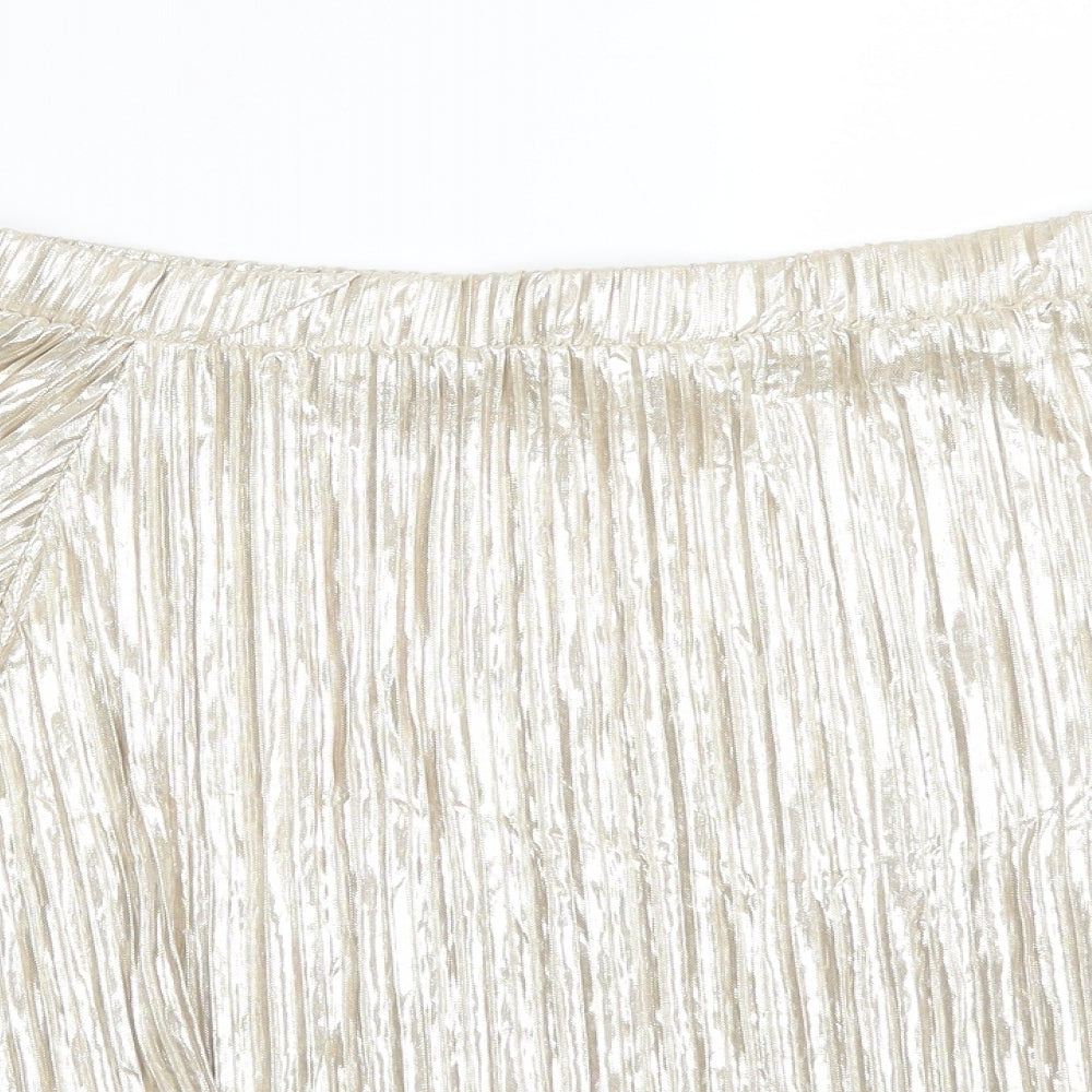 Womens UK Size 10 River Island Gold Basic T-Shirt