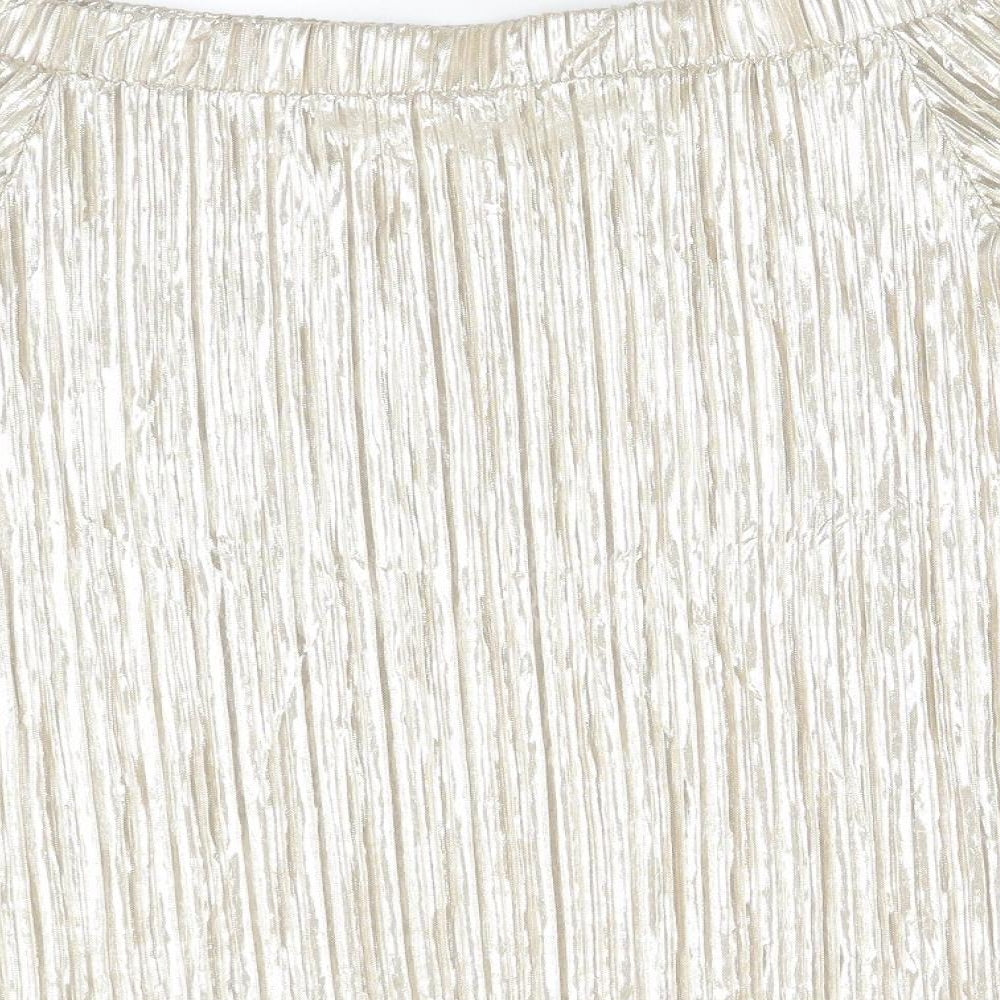 Womens UK Size 10 River Island Gold Basic T-Shirt