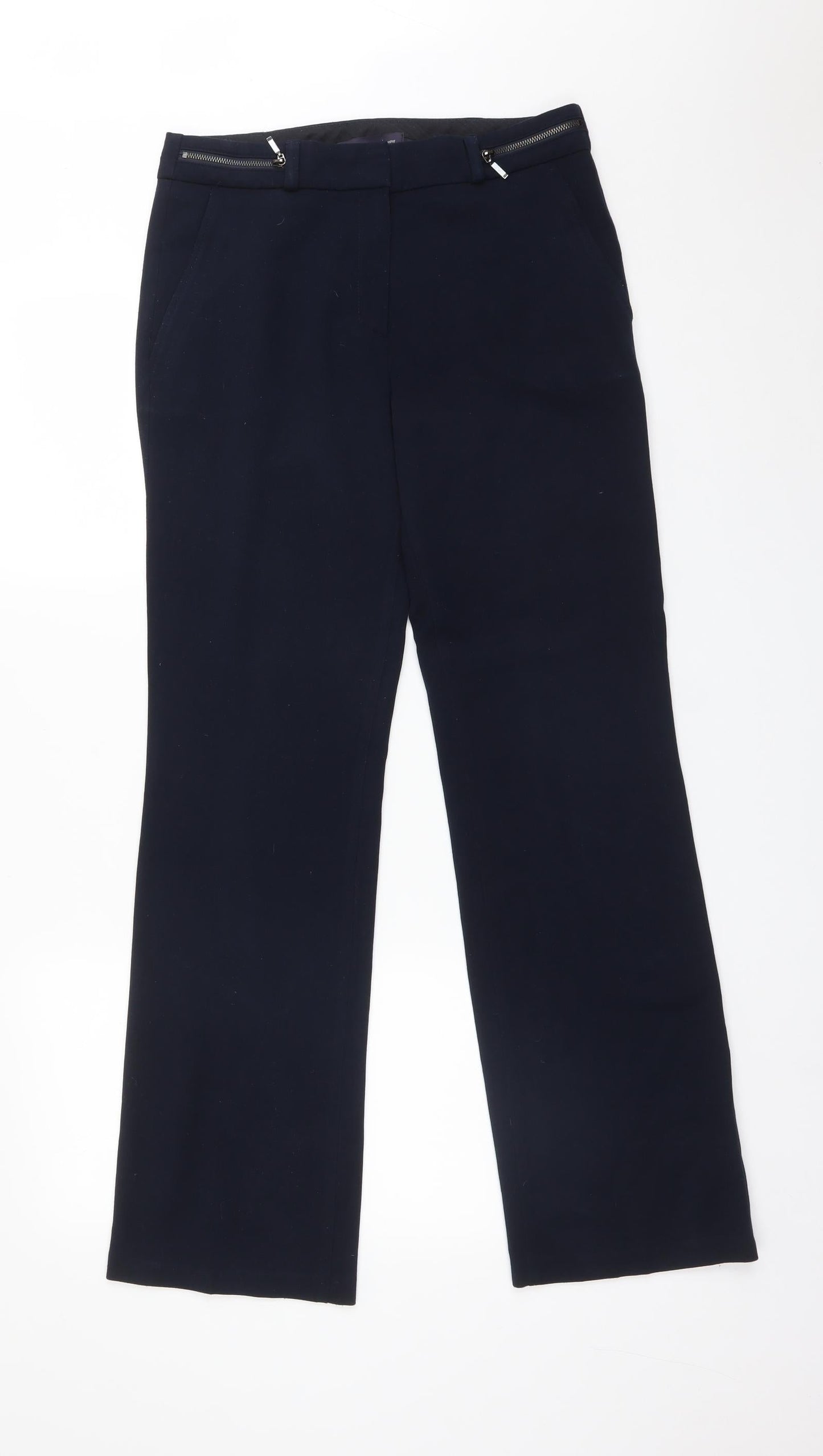 Womens UK Size 8 M&S Regular Fit Dress Pants Blue Trousers