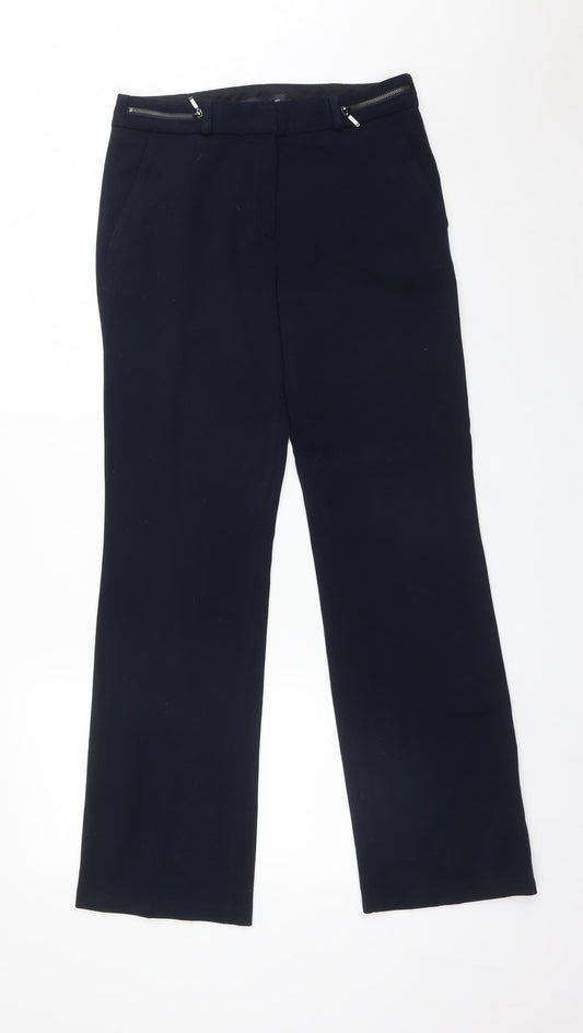 Womens UK Size 8 M&S Regular Fit Dress Pants Blue Trousers