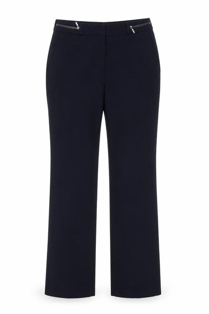 Front view of Marks & Spencer women’s blue polyester dress pants trousers, size UK 8, 31-inch leg regular