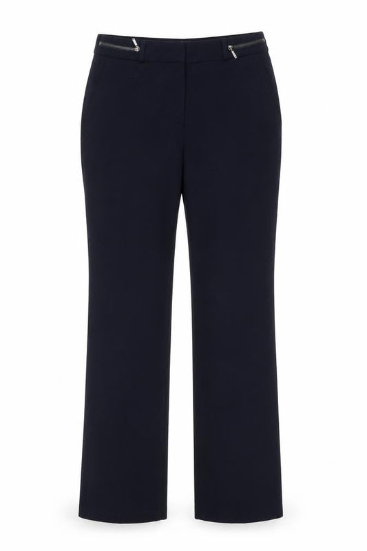 Front view of Marks & Spencer women’s blue polyester dress pants trousers, size UK 8, 31-inch leg regular