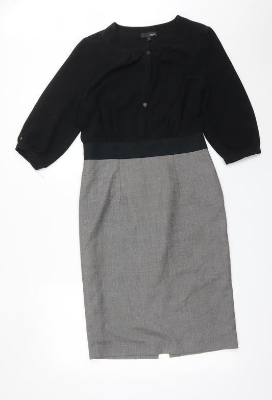 NEXT Womens Multicoloured Colourblock Polyester Pencil Dress  Size 8  Round Neck