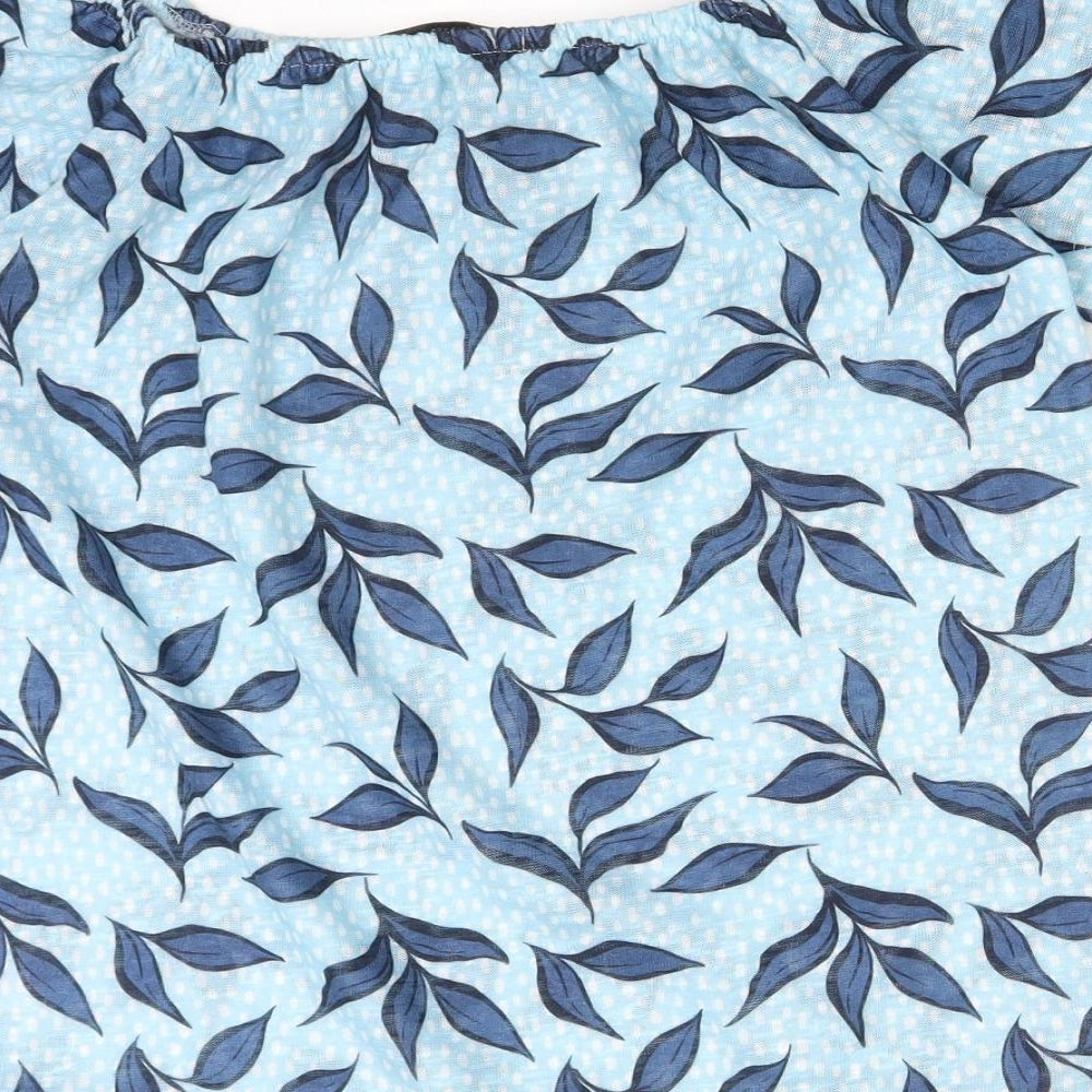 George Womens Blue  Polyester Basic T-Shirt Size 8 Off the Shoulder - LEAVES