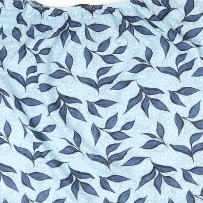 George Womens Blue  Polyester Basic T-Shirt Size 8 Off the Shoulder - LEAVES