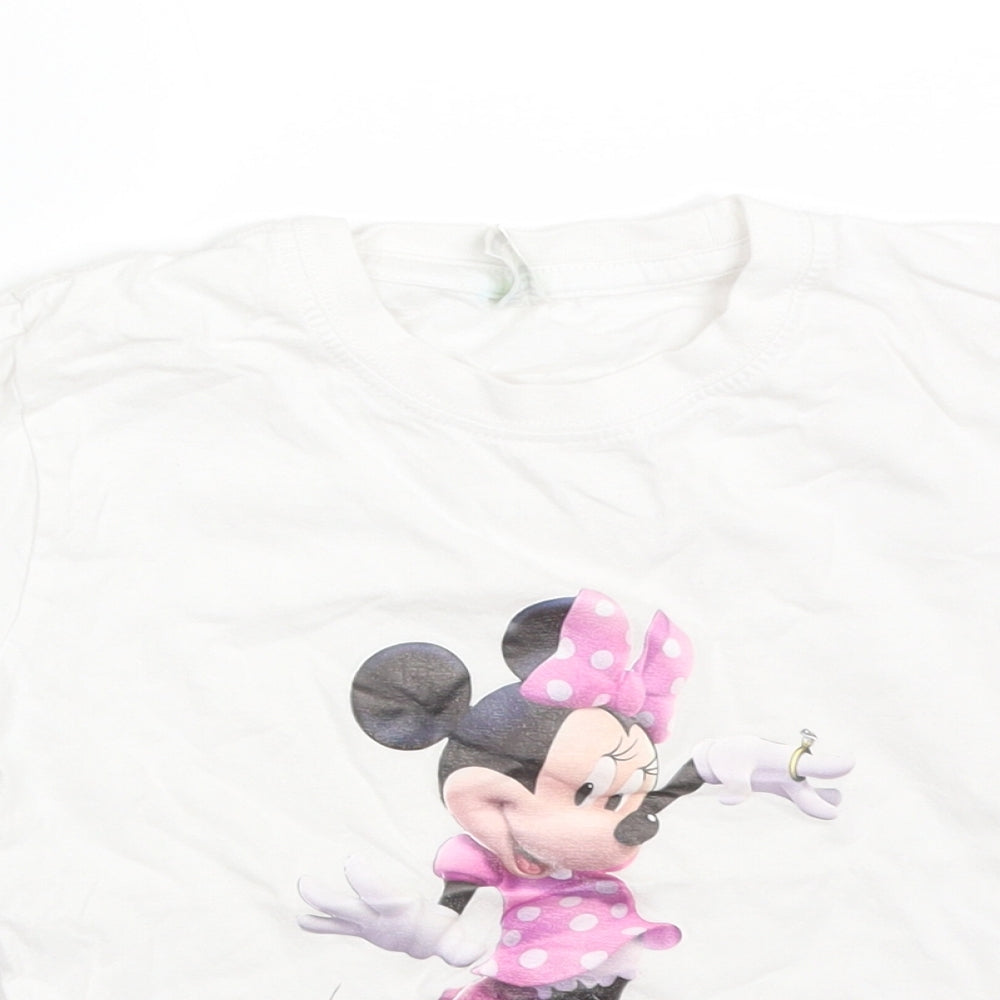 ELITE KIDS Girls White  Cotton Basic T-Shirt Size 4-5 Years Crew Neck  - MINNIE MOUSE
