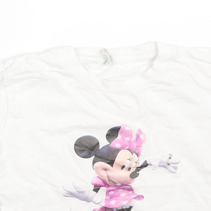 ELITE KIDS Girls White  Cotton Basic T-Shirt Size 4-5 Years Crew Neck  - MINNIE MOUSE