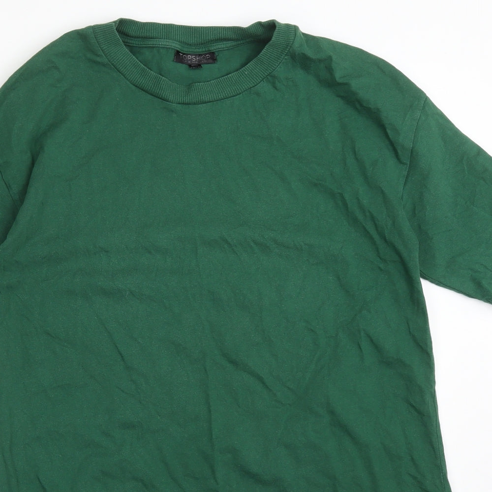Womens UK Size 10 Topshop Green Basic T-Shirt