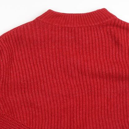 Primark Womens Red Mock Neck  Acrylic Pullover Jumper Size M