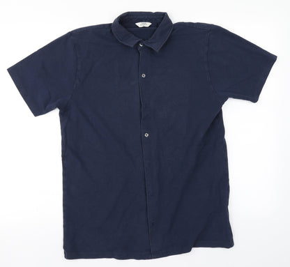 Mens UK Size M NEXT Blue  Button-Up Short Sleeve Casual Shirt