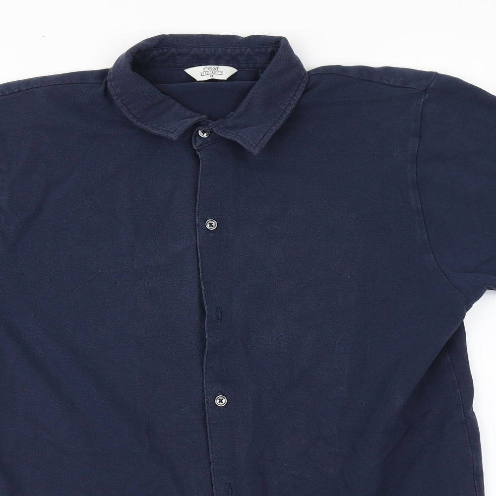 Mens UK Size M NEXT Blue  Button-Up Short Sleeve Casual Shirt