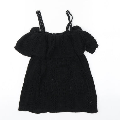 Topshop Womens Black  Acrylic A-Line  Size 8  Off the Shoulder