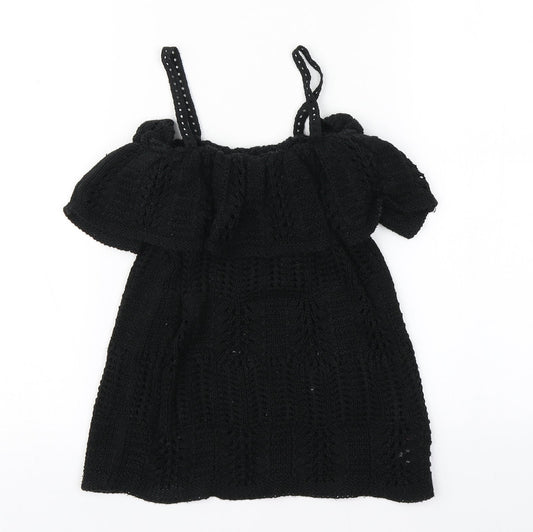 Topshop Womens Black  Acrylic A-Line  Size 8  Off the Shoulder