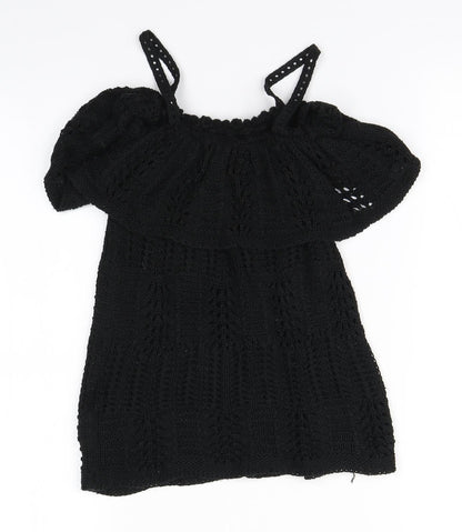 Topshop Womens Black  Acrylic A-Line  Size 8  Off the Shoulder