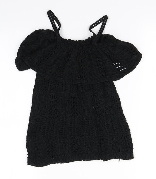 Topshop Womens Black  Acrylic A-Line  Size 8  Off the Shoulder
