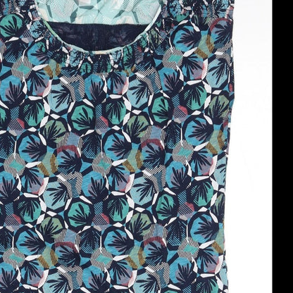 Preworn Womens Blue Floral Cotton Pencil Dress  Size 10  Round Neck