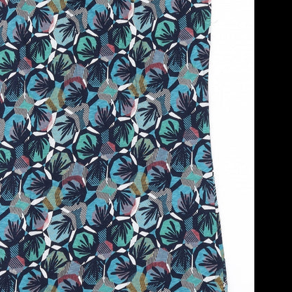 Preworn Womens Blue Floral Cotton Pencil Dress  Size 10  Round Neck
