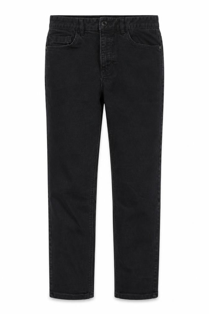 Front view of Next women’s black cotton straight jeans, size UK 30, 27-inch leg slim