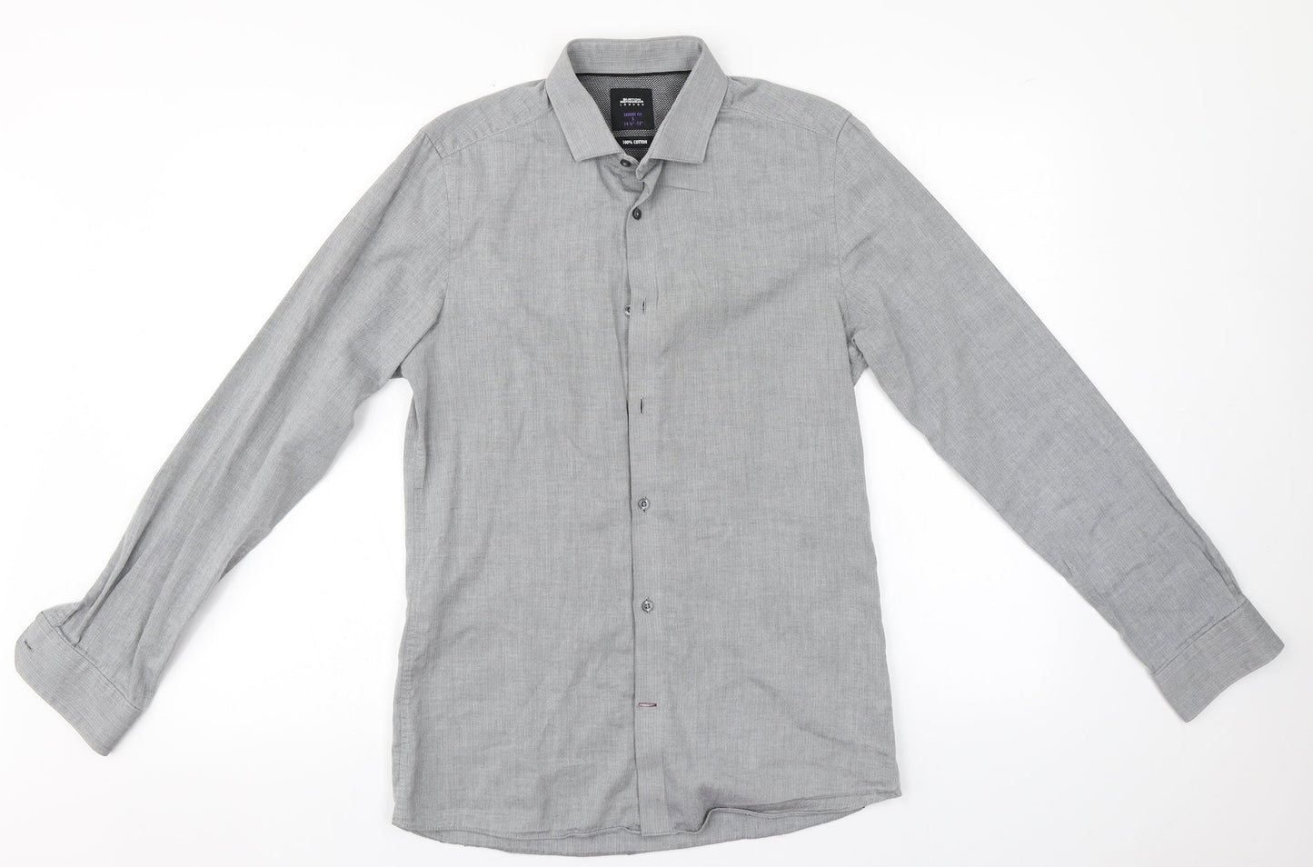 Mens UK Size S Burton Grey  Button-Up Long Sleeve Casual Shirt