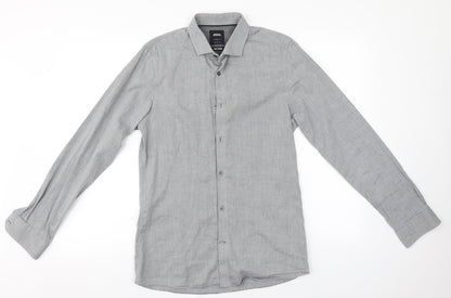 Mens UK Size S Burton Grey  Button-Up Long Sleeve Casual Shirt