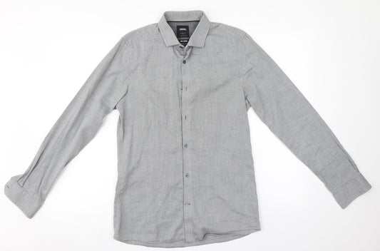 Mens UK Size S Burton Grey  Button-Up Long Sleeve Casual Shirt