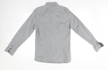 Mens UK Size S Burton Grey  Button-Up Long Sleeve Casual Shirt