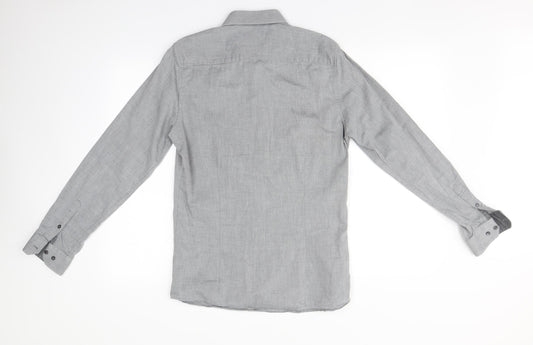 Mens UK Size S Burton Grey  Button-Up Long Sleeve Casual Shirt