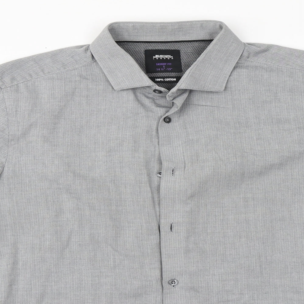 Mens UK Size S Burton Grey  Button-Up Long Sleeve Casual Shirt