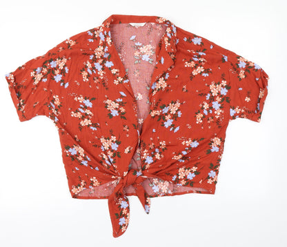Womens UK Size 12 Springfield Red Basic Button-Up