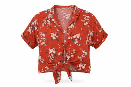 Womens UK Size 12 Springfield Red Basic Button-Up