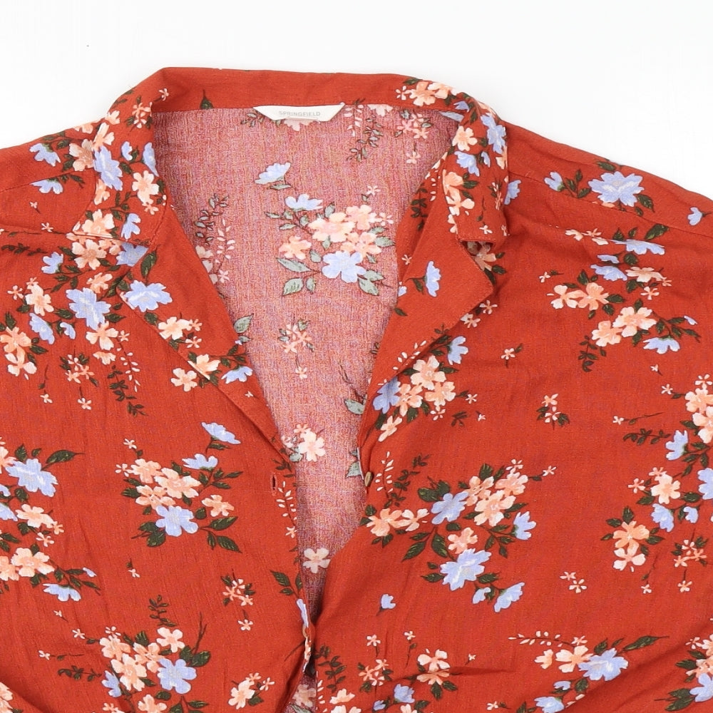 Womens UK Size 12 Springfield Red Basic Button-Up