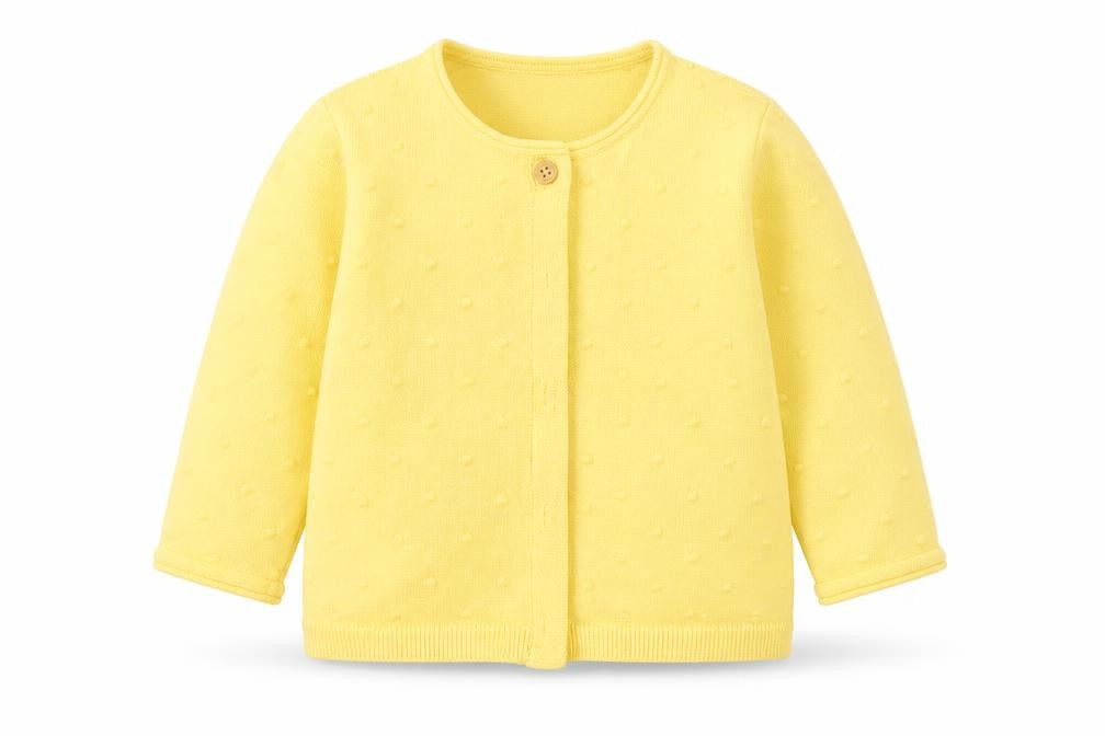 Front view of F&F Baby Yellow Overcoat Jacket, size 12-18, Months