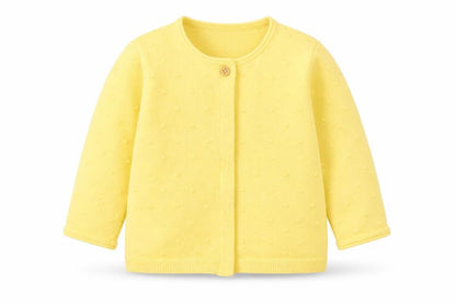 Front view of F&F Baby Yellow Overcoat Jacket, size 12-18, Months