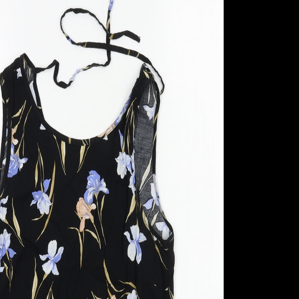 F&F Womens Multicoloured Floral Viscose Basic Blouse Size 10 Round Neck