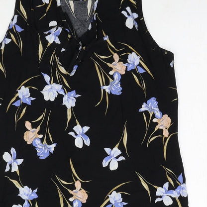 F&F Womens Multicoloured Floral Viscose Basic Blouse Size 10 Round Neck