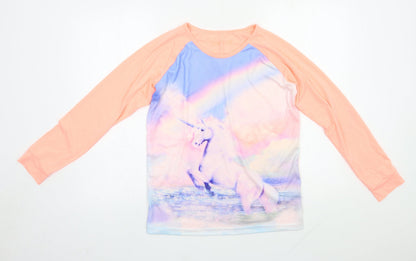 Additional front view of Marks & Spencer girls’ multicoloured solid polyester top pyjama top, size 12-13, years