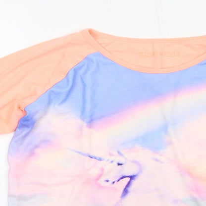 Close-up detail of Marks & Spencer girls’ multicoloured solid polyester top pyjama top, size 12-13, years