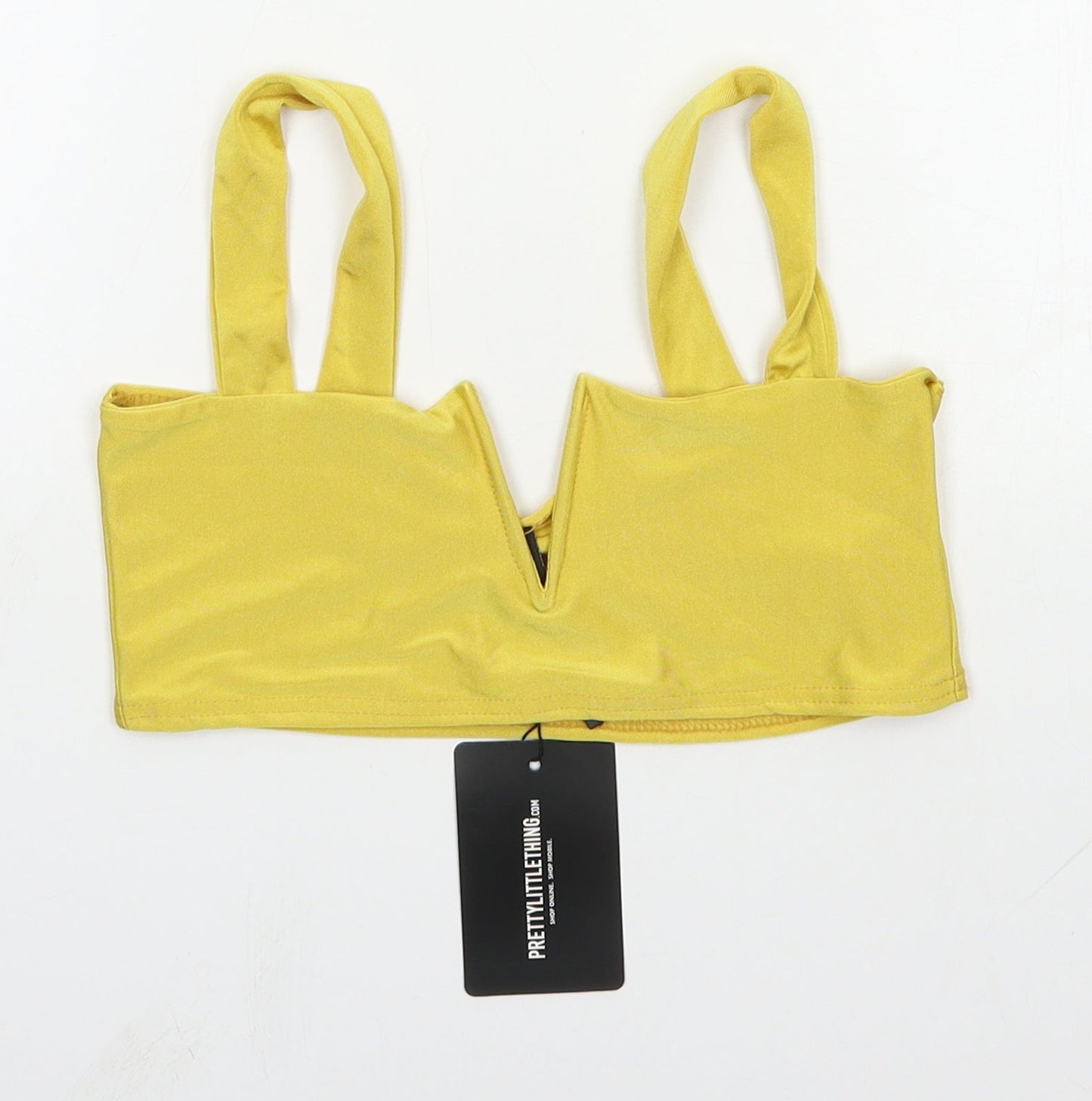 Womens UK Size 12 PRETTYLITTLETHING Yellow Basic Blouse