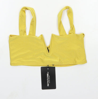 Womens UK Size 12 PRETTYLITTLETHING Yellow Basic Blouse