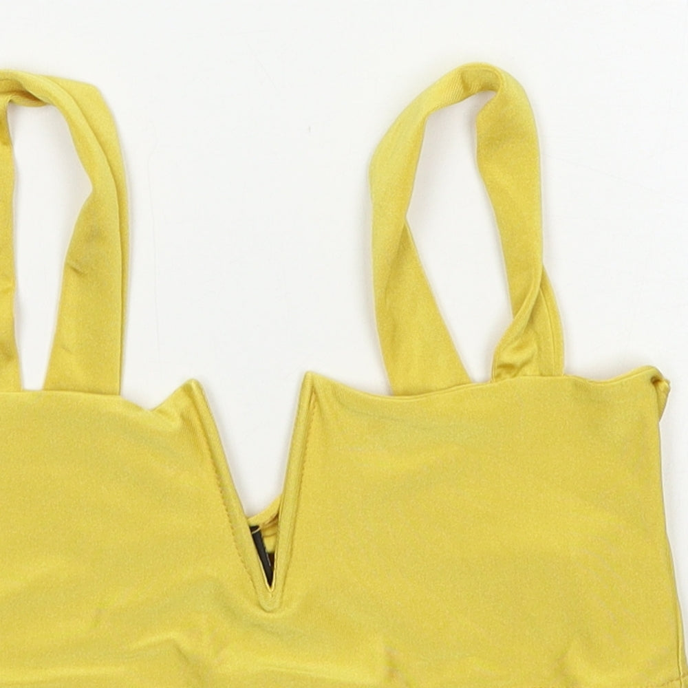 Womens UK Size 12 PRETTYLITTLETHING Yellow Basic Blouse