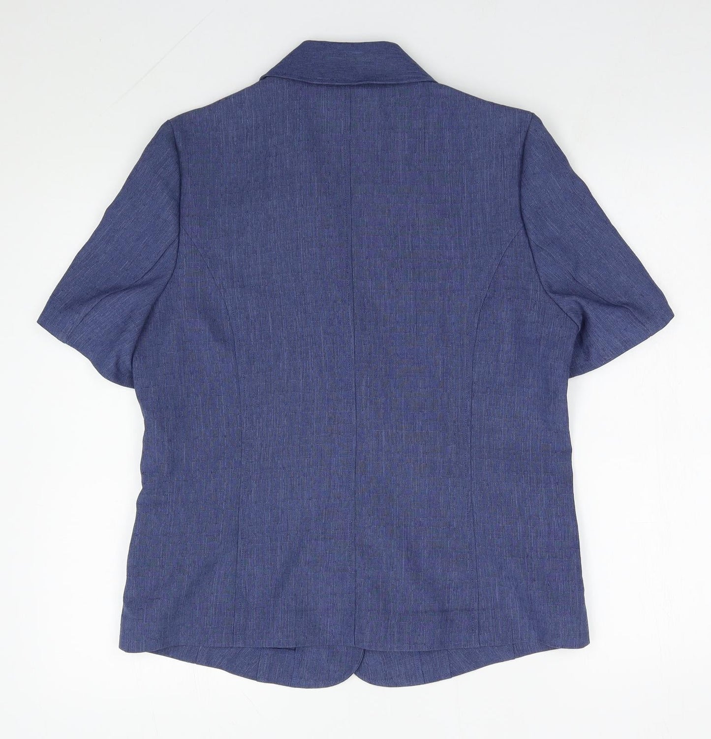 EWM Womens Blue  Polyester Basic Button-Up Size 10 Collared