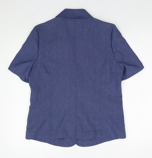 EWM Womens Blue  Polyester Basic Button-Up Size 10 Collared