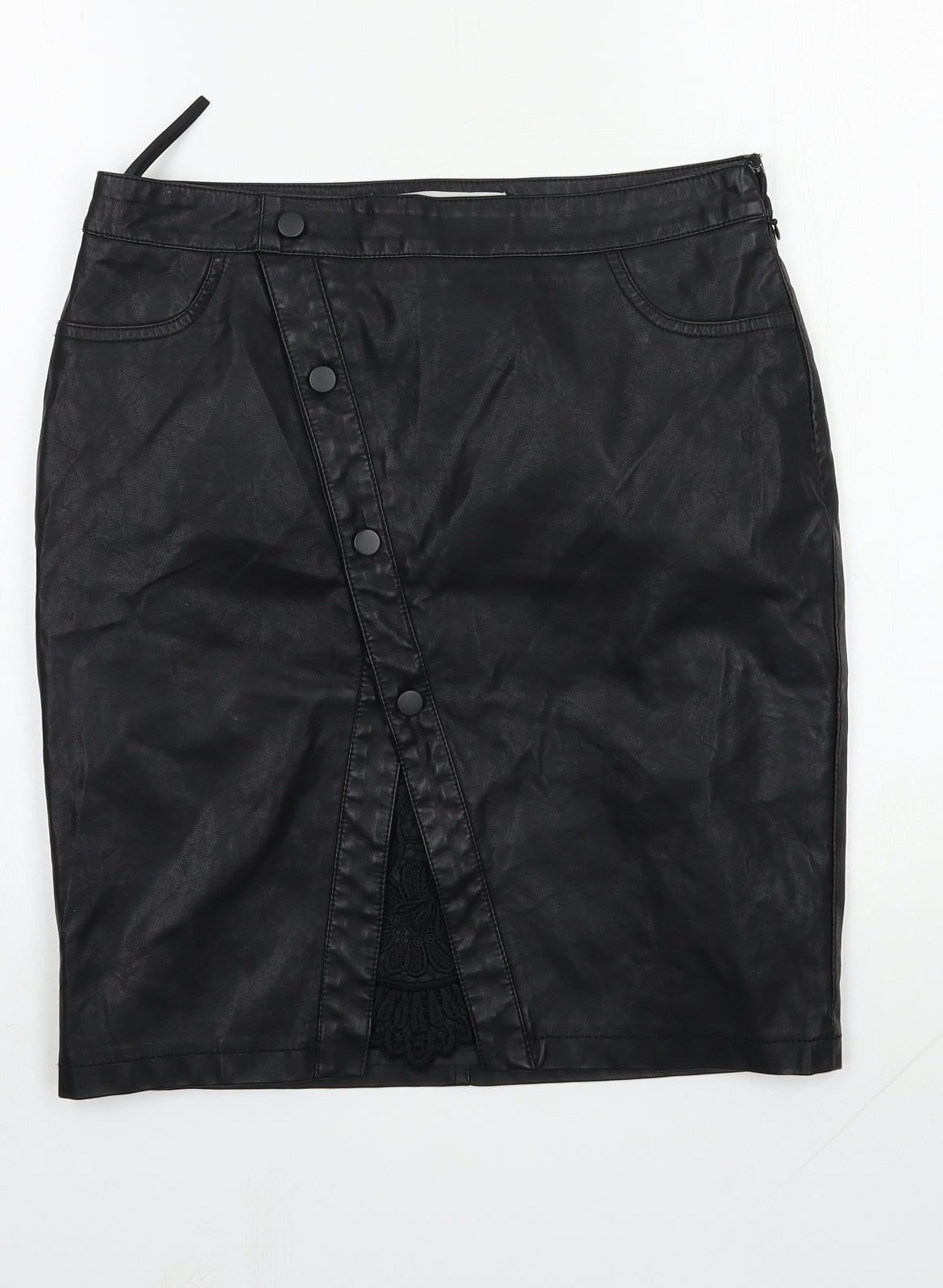 Noisy may Womens Black  Polyurethane Straight & Pencil Skirt Size M