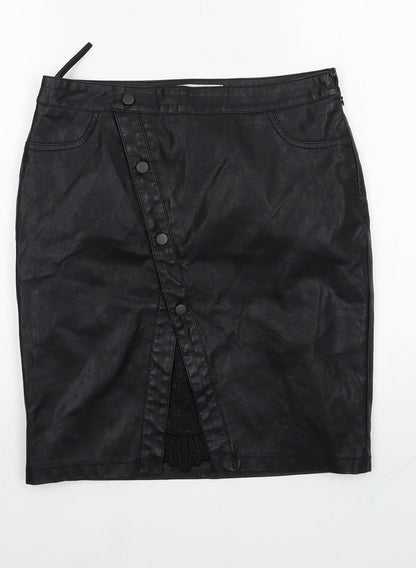 Noisy may Womens Black  Polyurethane Straight & Pencil Skirt Size M