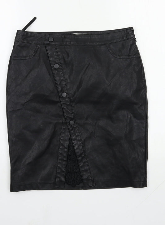 Noisy may Womens Black  Polyurethane Straight & Pencil Skirt Size M