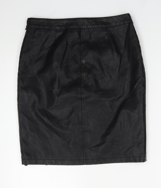 Noisy may Womens Black  Polyurethane Straight & Pencil Skirt Size M