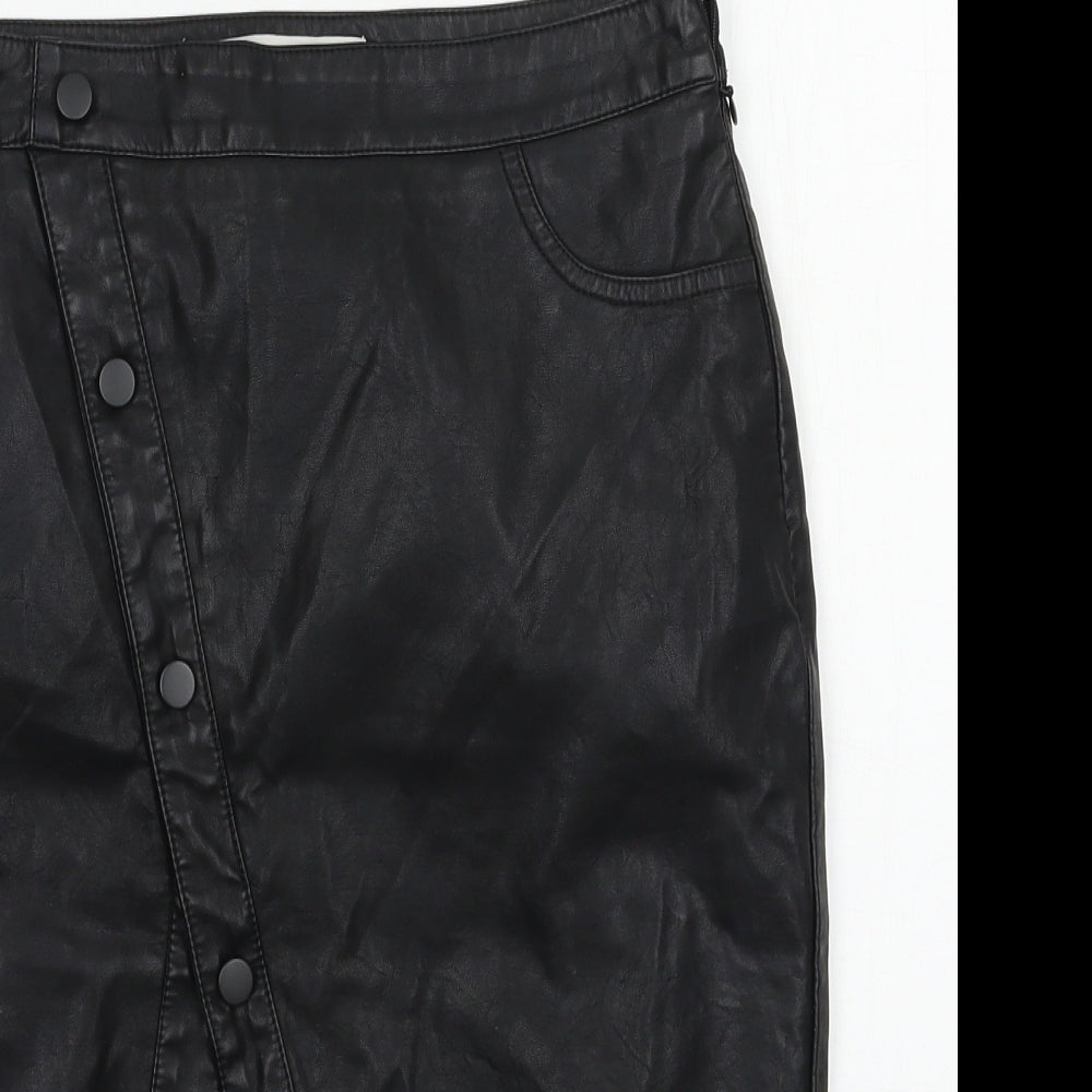 Noisy may Womens Black  Polyurethane Straight & Pencil Skirt Size M